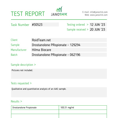 Propionato de drostanolona (Masteron) Fabricante: Hilma Biocare Paquete: 10 ml / vial (100 mg/ml)