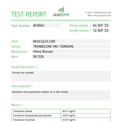 Mezcla de trembolona (Tri Trenabol) Fabricante: Hilma Biocare Paquete: 10 ml / vial (150 mg/ml)