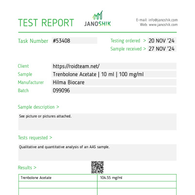 Trenbolone Acetate Manufacturer: Hilma Biocare Pack: 10 ml/vial ( 100 mg/ml )