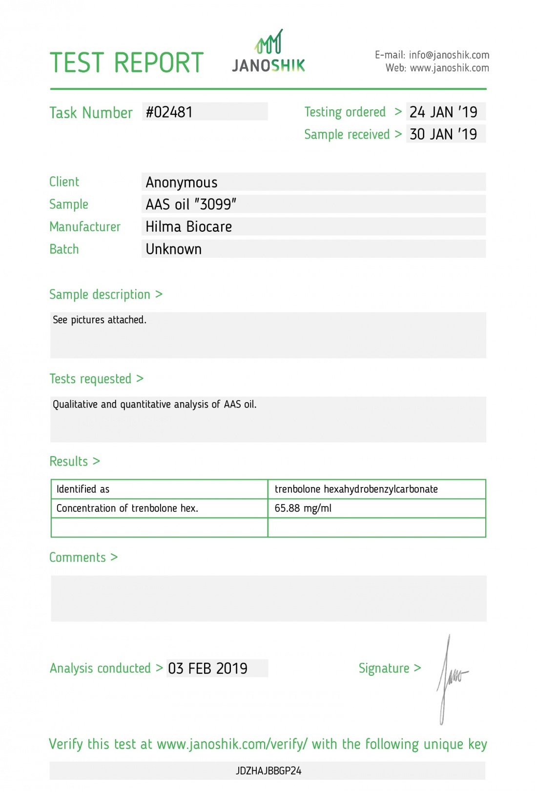 Parabolan (trenbolone hexahydrobenzylcarbonate) Manufacturer: Hilma Biocare Pack: 10 ml/vial