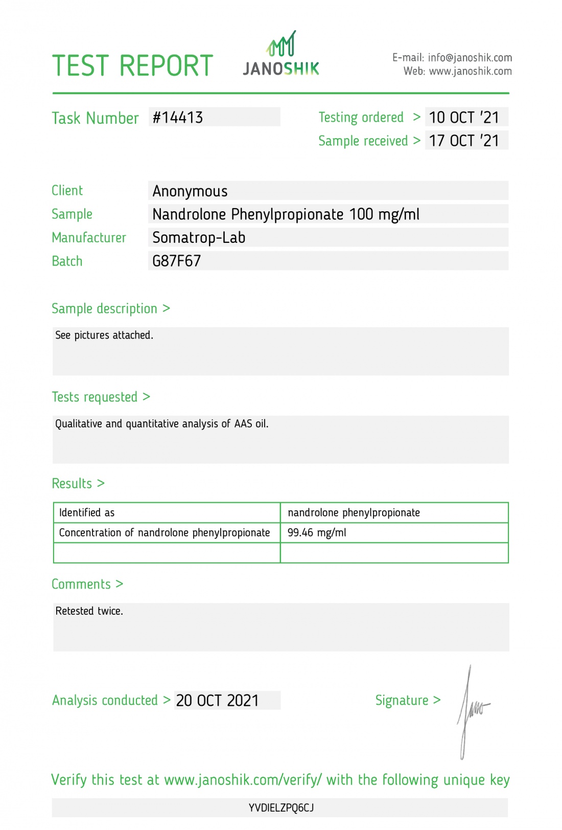 Nandrolone phenylpropionate ( NPP ) Manufacturer: Somatrop-Lab Pack: 10 ml/vial ( 100 mg/ml )