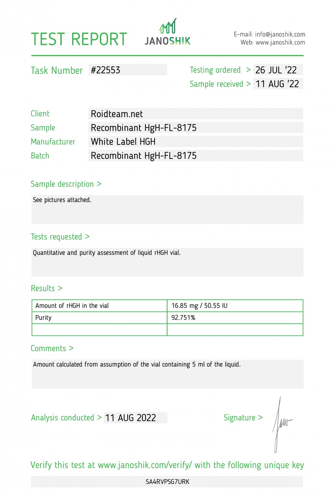 HgH Somatropin Liquid Manufacturer: White Label Pack: 100IU / 2x vials