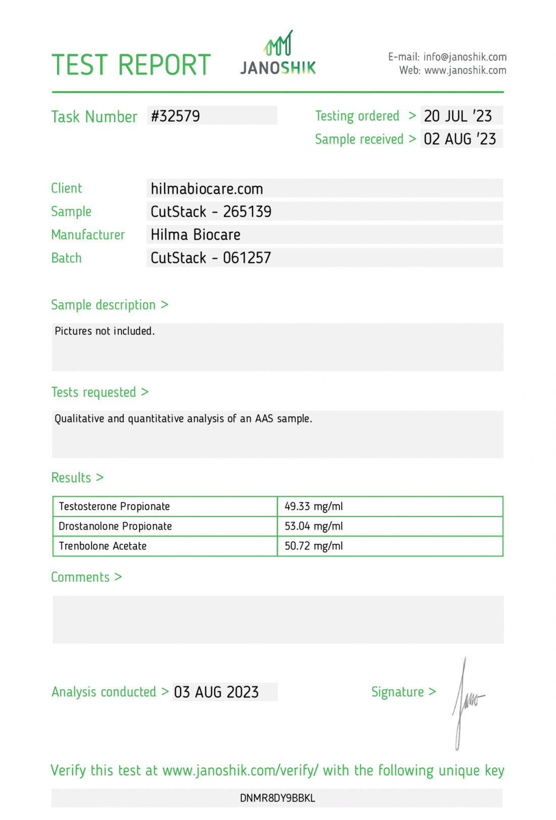 Cut Stack & Cut Mix Manufacturer: Hilma Biocare Pack: 10 ml/vial ( 150 mg/ml )